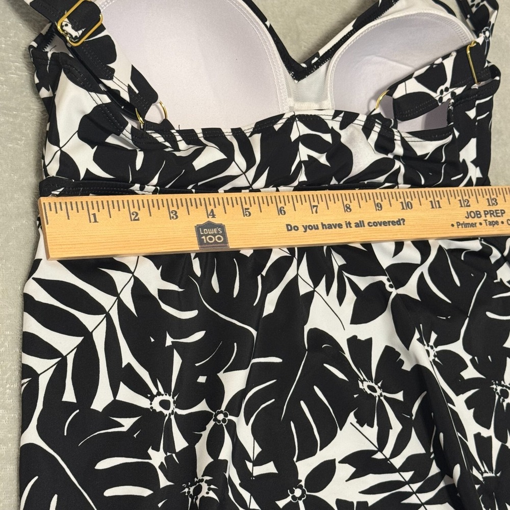 Kim Gravel x Swimsuits For All Tankini Set Women 8 Black White Floral Tropical - Picture 4 of 7